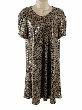 Liz Claiborne Black Floral Sequin Midi Dress